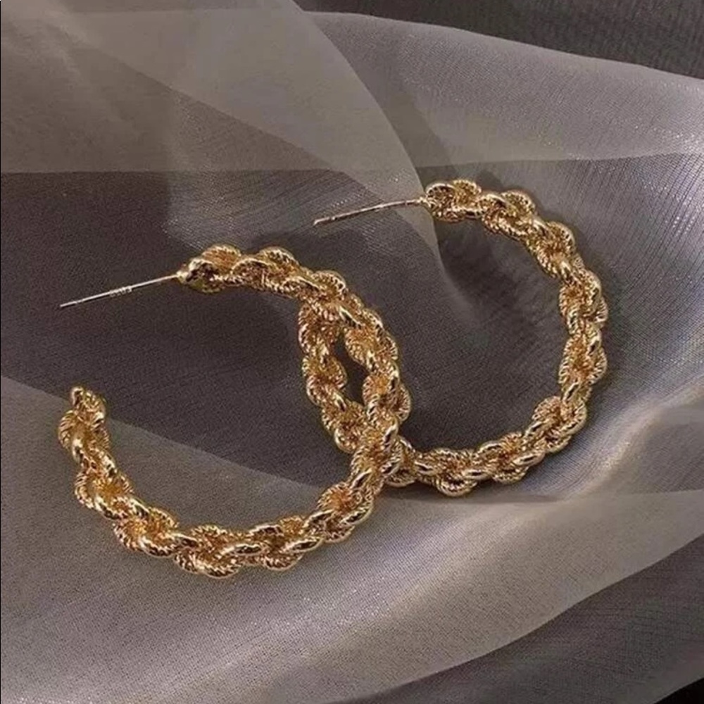 New twist hoop earrings - Picture 3 of 4